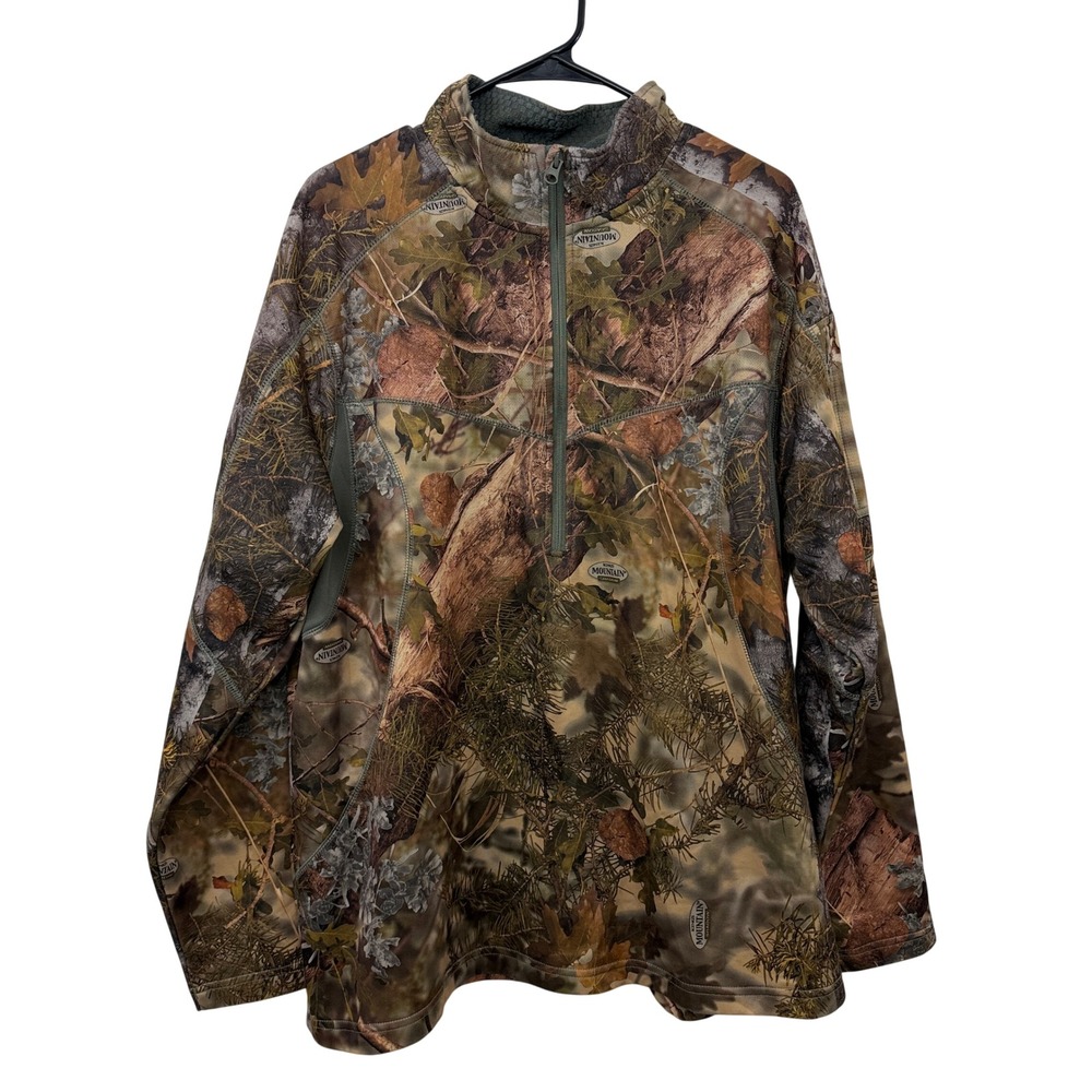 King's Camo Pullover Mens XL Brown Mountain Shadow Camouflage Quarter Zip Fleece